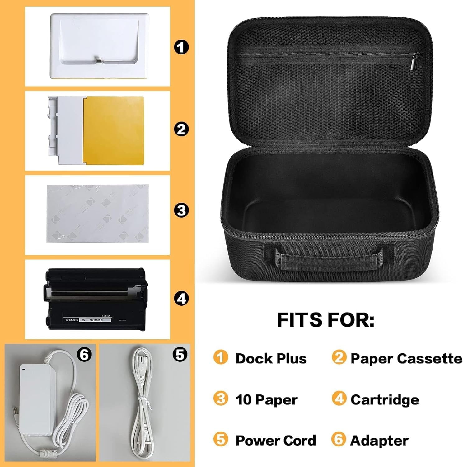 Case Compatible with Kodak Dock Plus for Liene M100 Premium Wi-Fi 4x6” Instant Photo Printer. Bluetooth Printing Holder Adapter Cartridge Paper Power Cord (Box Only) -Black