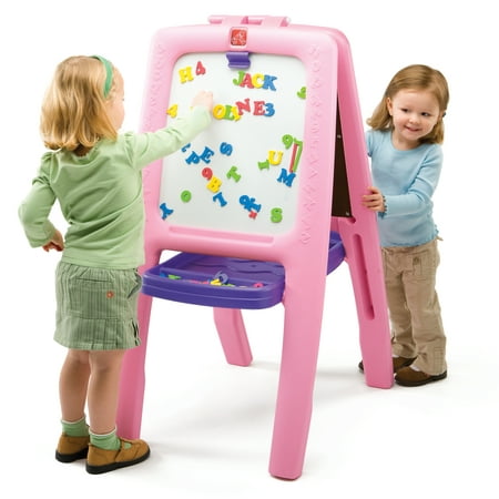 Step2 Easel for Two, Pink Chalk and White Boards With 77 Piece Art Kit