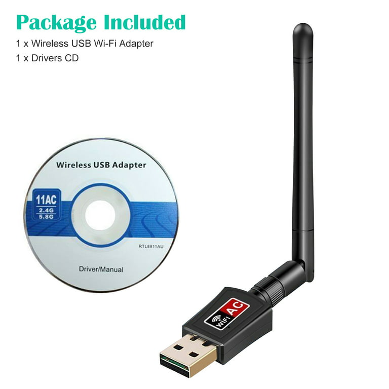 Usb Wifi Adapter, Wireless Wifi Dongle 600mbps Dual Band With Antenna