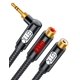 thumbnail image 1 of Cable de audio EMK de 3,5 mm macho a 2 conectores RCA hembra chapado en oro, 3 m, 1 of 6