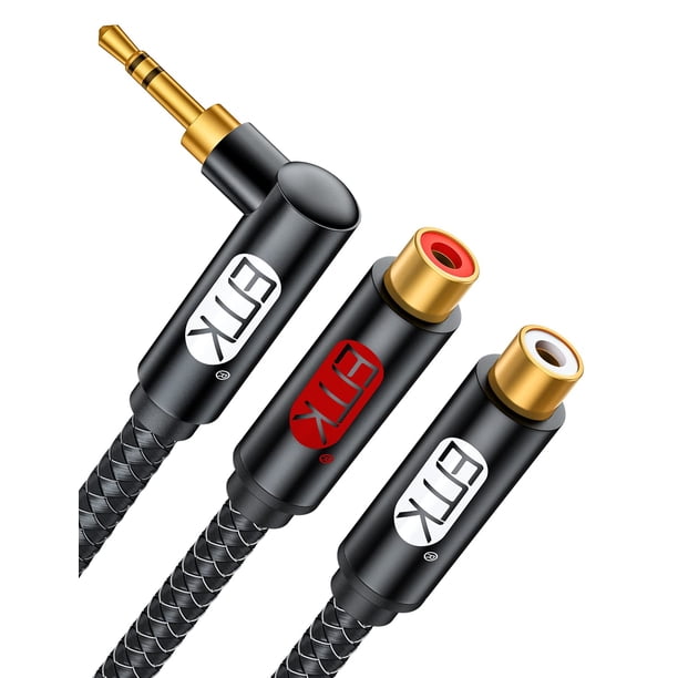 Cable de audio EMK de 3,5 mm macho a 2 conectores RCA hembra chapado en oro, 3 m