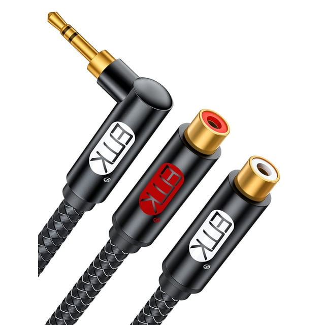 Cable de audio EMK de 3,5 mm macho a 2 conectores RCA hembra chapado en oro, 3 m