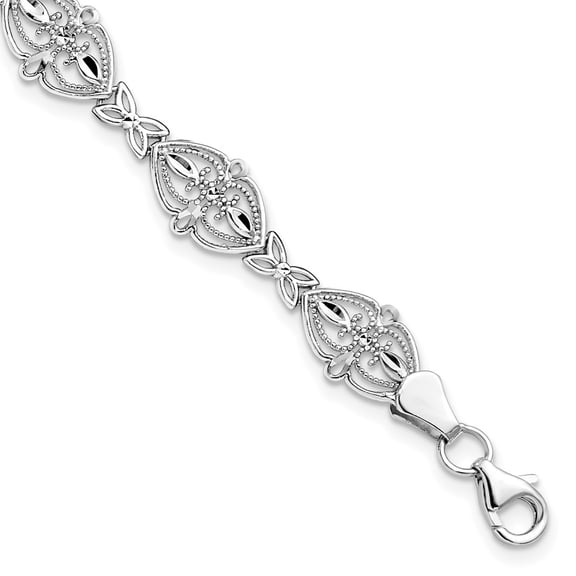 14k White Gold Bracelet Fancy mm 7 in