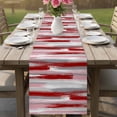 thumbnail image 4 of Red Pink Gray Stripes Table Runner - 70 Inch Long Modern Abstract Minimalist Retro Cotton and Linen Blended Dress Scarves Farmhouse Table Runner for Kitchen Dining, Coffee Table, 13" x 70", 4 of 8