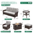 thumbnail image 5 of Sunmthink 7-Piece Patio Furniture Set, High Back Swivel Rocker Chairs with Thick Cushions, Wicker Rattan Outdoor Sectional Sofa with Fire Pit & Ottoman, Gray, 5 of 7