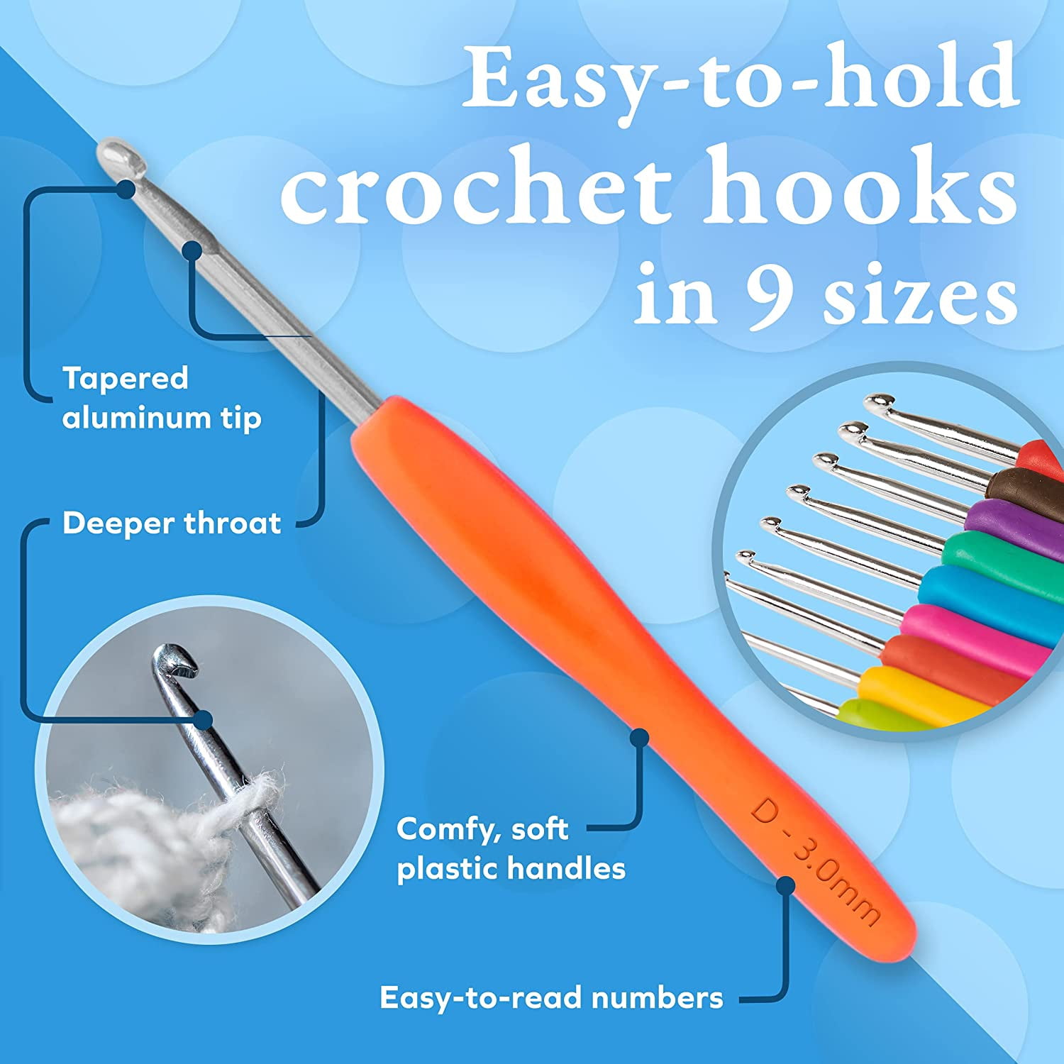 BeCraftee Crochet Hook Set with Ergonomic Handles for Extreme Comfort. Perfect Crochet Hooks for Arthritic Hands, Smooth Knitting Needles for Superior Results & 22 Knitting Accessories.