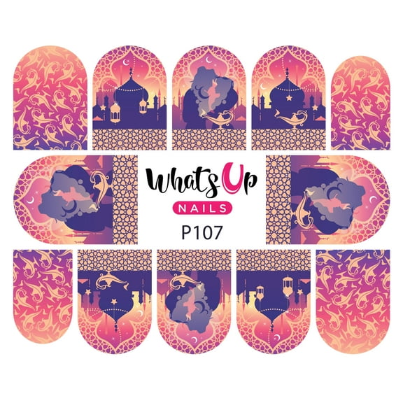 Whats Up Nails P107 Arabian Night of Love Water Decal Sliders for Nail Art Design