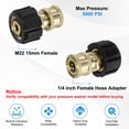 thumbnail image 3 of Uxcell 1-Pack Pressure Washer Quick Connect Fittings, M22 15mm Female to 1/4 Inch Female Hose Adapter for Pressure Washer Gun/Hose, 3 of 7