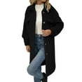 thumbnail image 2 of Karight Women's Long Sleeved Button Lapel Solid Color Medium Long Fashionable Winter Jacket, 2 of 8