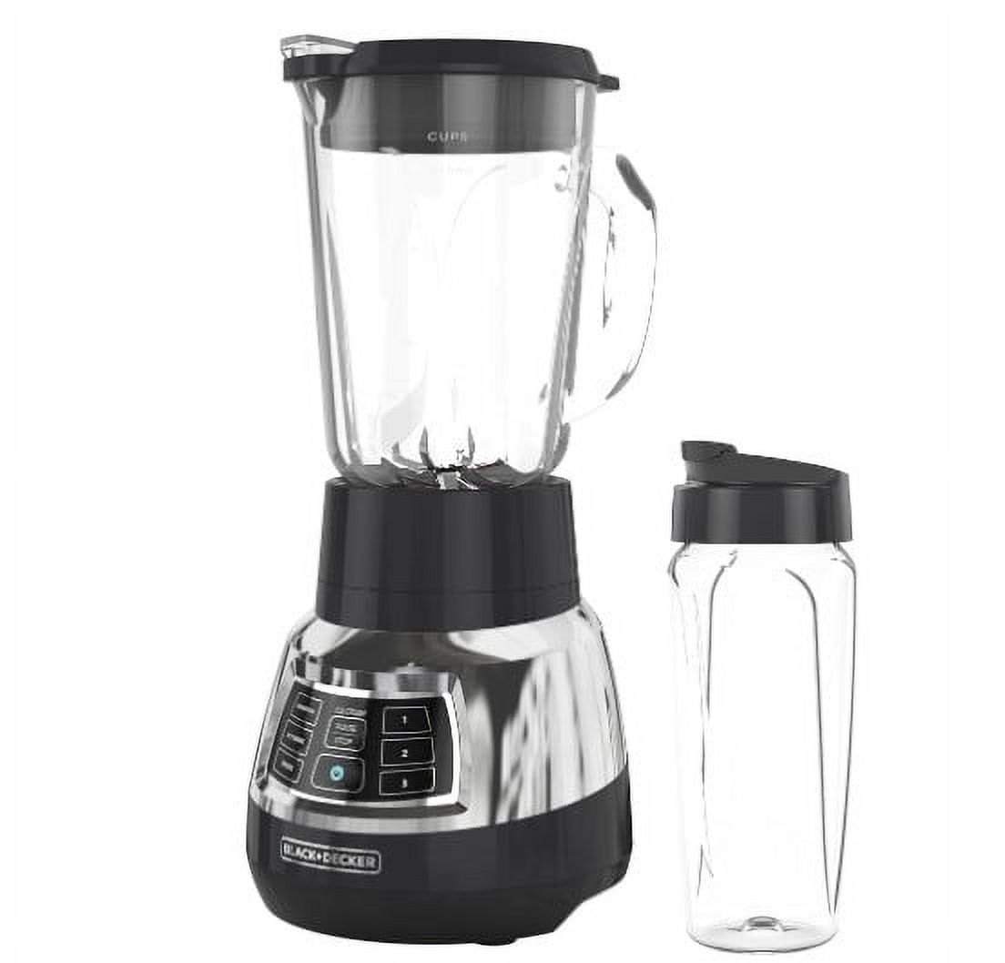 Black & Decker Quiet Blender, 48 oz Glass Jar, Personal Blending Jar, 900 W Peak Power, 3 Speeds, 3 Auto Functions, BL1400DG-P