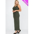 thumbnail image 2 of Saronite Basic Racer Back Cami Straps Maxi Dress, Olive (Women's Plus), 2 of 4