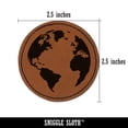 thumbnail image 2 of Globe of Earth 2.5" Faux Leather Round Engraved Iron-On Patch - Brown, 2 of 6