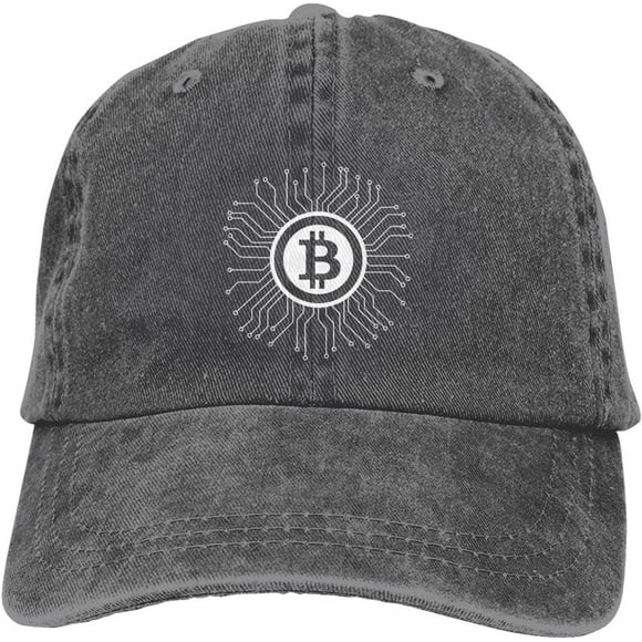 Bitcoin Logo Bitcoin Sign Hat Distressed Cotton Washed Baseball Cap Black Funny Denim Hats Unisex Adjustable