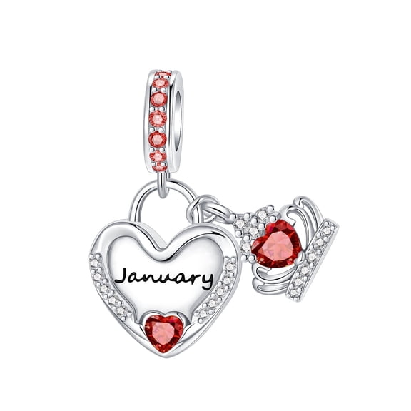 ARVALILS 925 Sterling Silver January Birthstone Charm, Birthday Accessory for Necklaces & Bracelets