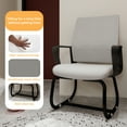 thumbnail image 6 of Modern Office Chair No Wheels, Ergonomic Study Chair with Handrail and Steel Legs, Comfy Home Office Desk Chairs with Ultra Thick Cushion, Black+ Gray, 6 of 9