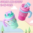 thumbnail image 4 of Vaso aislante para niños Fimibuke 470 ml con mango y pajita 18/8 SS, 4 of 8