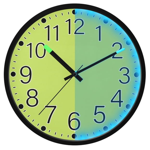 Ryvnso Green Pattern 12 Inch Night Light Wall Clock Silent Battery Operated Luminous Clocks