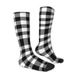thumbnail image 3 of JUNZAN Fun Novelty Knee Warmer High Socks-White And Black Plaid, 3 of 9
