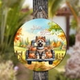 thumbnail image 4 of Hello Fall Autumn Cairn Terrier Pumpkins Pickup Truck Round Wood Sign Cairns Dog Lover Hanging Wall Home Decor - 13011, 4 of 5