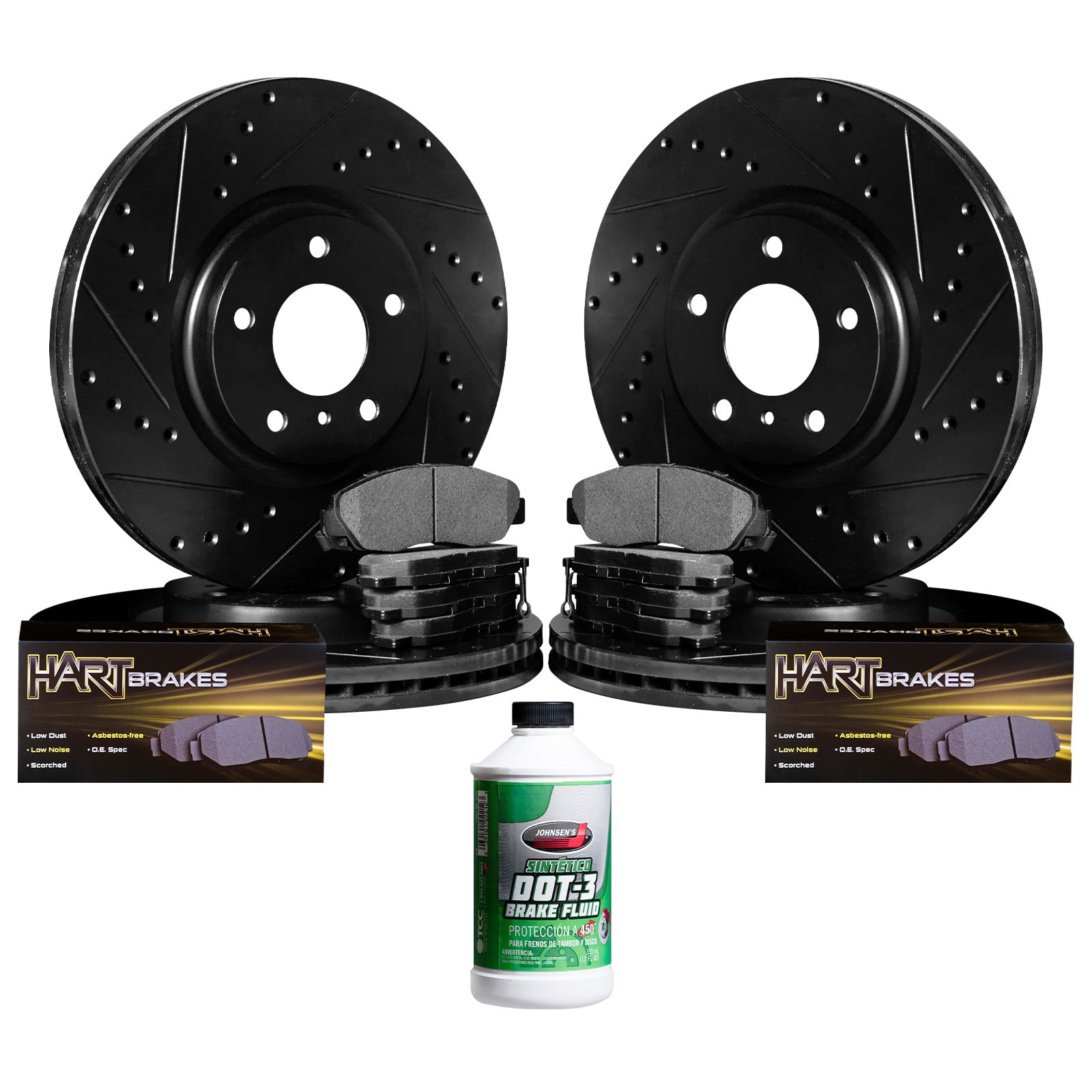 Hart Brakes Front Rear Brakes and Rotors Kit Front Rear Brake Pads