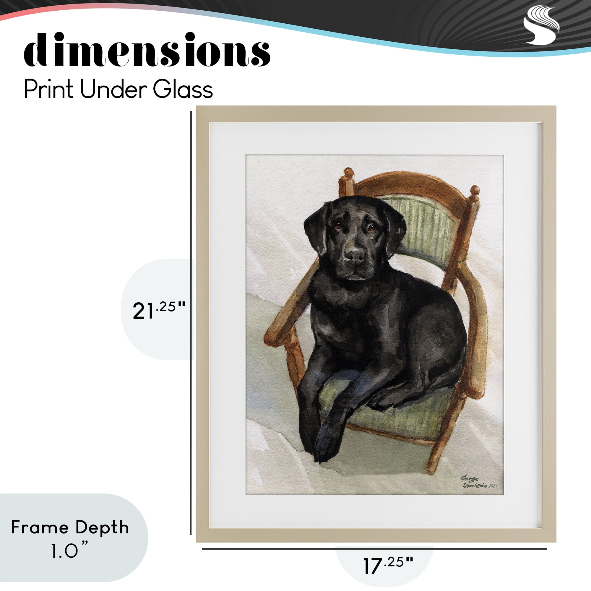 Stupell Industries Black Labrador On Chair Birch Framed Print Under Glass, design by George Dyachenko