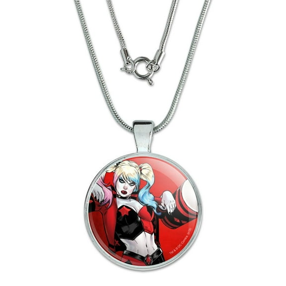 Harley Quinn Character 1" Pendant with Sterling Silver Plated Chain
