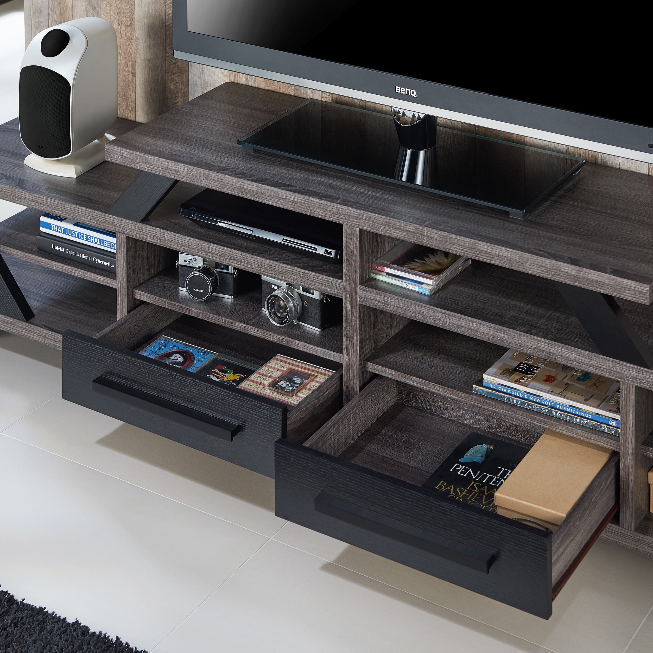 Furniture of America Bilon TV Stand for TVs up to 47", Distressed Gray