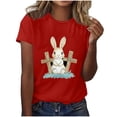 thumbnail image 4 of Camisas de Manga Corta para las Mujeres Moda Casual Impresión Cuello Redondo Suéter Tee Blusas, 4 of 4