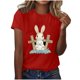 thumbnail image 3 of Camisas de Manga Corta para las Mujeres Moda Casual Impresión Cuello Redondo Suéter Tee Blusas, 3 of 4