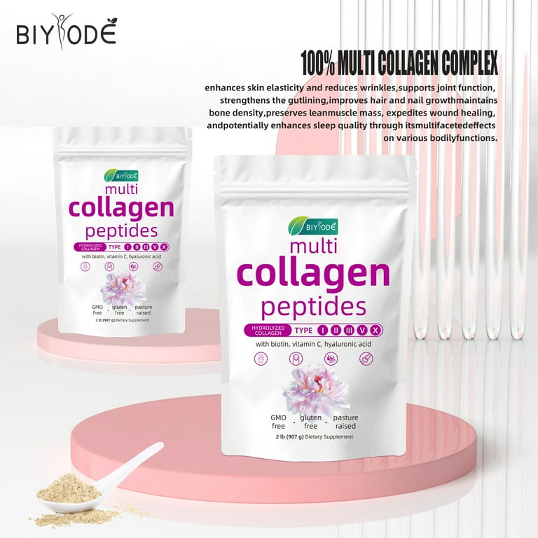 Multi Collagen Peptides Powder 2lb Hydrolyzed Type I II III V X