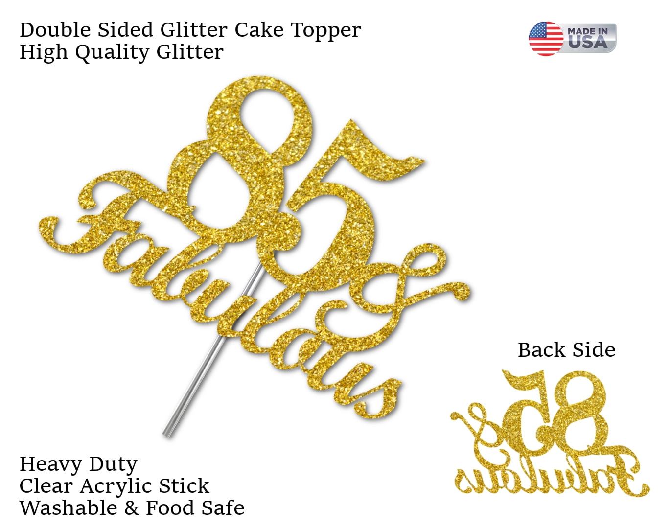 85 & Fabulous Gold Glitter Party Banner