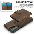 thumbnail image 2 of ELEHOLD Case for Samsung Galaxy S25 Edge, 2-in-1 Magnetic Shockproof Leather Wallet Flip Case Cover, Detachable Card Holder with Stand,Brown, 2 of 5