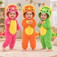 thumbnail image 6 of KPOPLK Dino Infant Romper Hooded Outfit Unisex Halloween Bodysuit Long Sleeve Zipper Jumpsuit Bodysuit for 3 6 9 Months(Orange,1-3 Months), 6 of 8