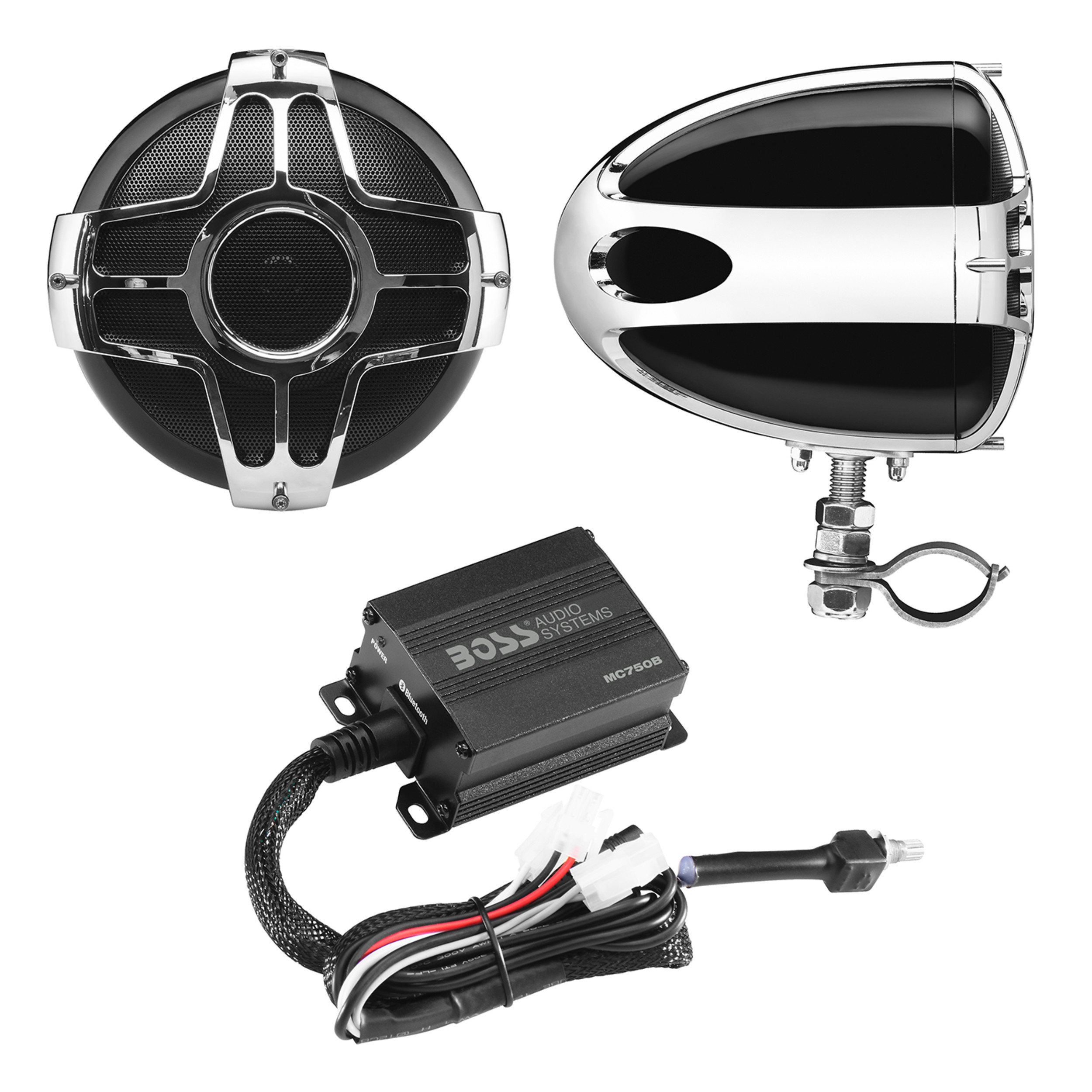BOSS Audio Systems MC750B Motorcycle Speaker Amplifier, Bluetooth, 4” Speakers - image 4 of 11