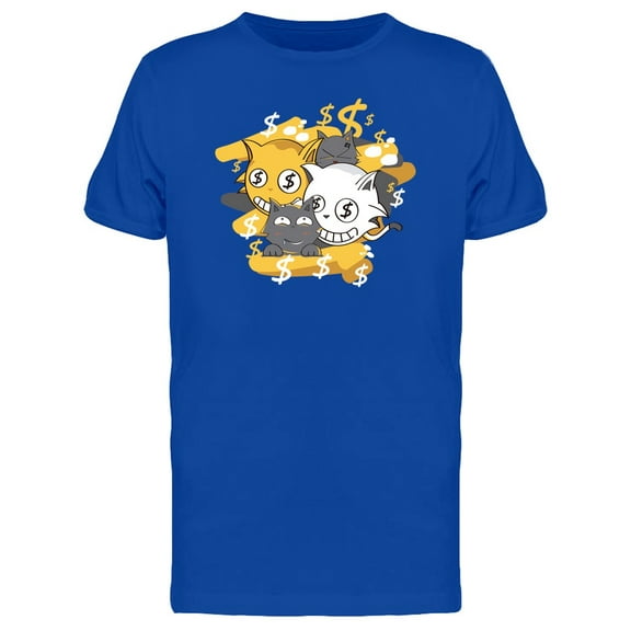 Happy Kittens And Money Cash T-Shirt Men -Image by Shutterstock, Male 3X-Large