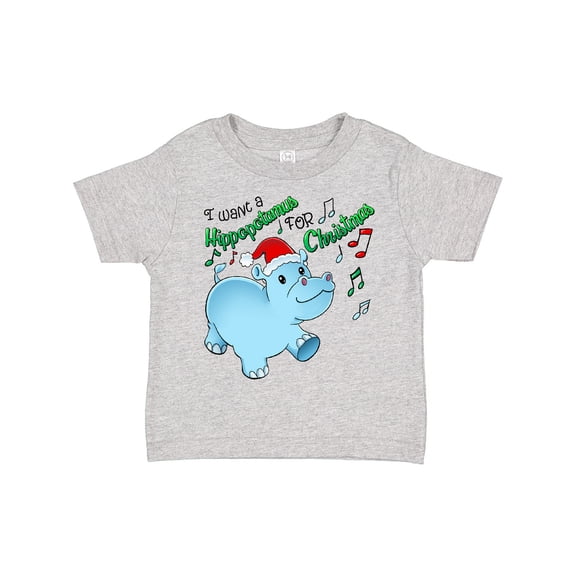 Inktastic I Want a Hippopotamus for Christmas Hippo in Santa Hat Boys or Girls Toddler T-Shirt