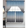 thumbnail image 3 of Grey Ombre Kitchen Curtain and Valance Set 3 Pieces,Rod Pocket Short Tier Curtains 24 Inch Length,Navy Blue Gray Gradient Modern Abstract Art Swag Topper Small Window Treatment for Cafe Bathroom, 3 of 6