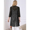 thumbnail image 5 of DARING DIVA Lace 3/4 Sleeve Crochet Open Front Long Cardigans S Black, 5 of 7