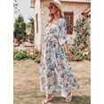 thumbnail image 3 of Vestido ANRABESS largo floral blanco con escote en V cruzado, talla mediana, 3 of 5