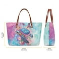 thumbnail image 3 of ZUXONGSY Turtle Hibiscus Butterfly Print Top Handle Satchel Purses Set of 2 for Women Large Tote Bag Satchel Handbags Shoulder Bag with PU Cash Wallet for Hiking Shopping, 3 of 5