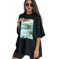 thumbnail image 3 of Plus Size Shirt for Women Black Tops for Women Oversized Short Sleeves Shirt for Women Seaside (67) T Shirt Crewneck Shirt for Women L, 3 of 5