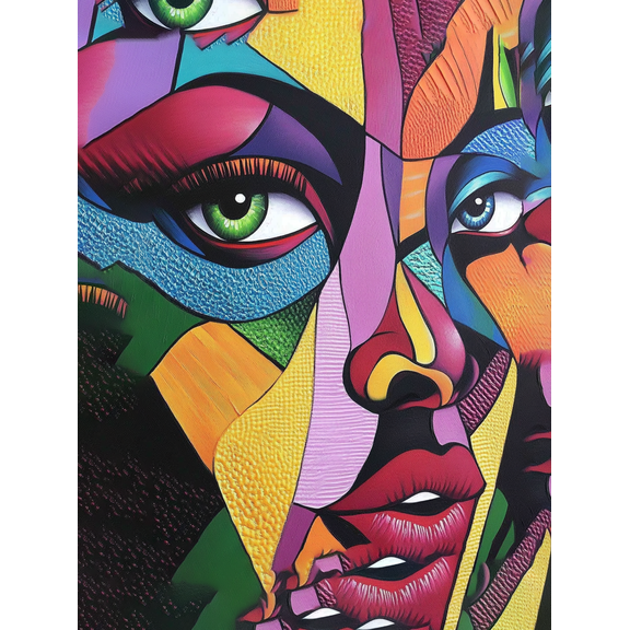 Abstract Cubism Face Canvas Wall Art,Perfect for Living Room,Bedroom,Office,Bathroom,Hallway Decoration.
