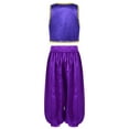 thumbnail image 2 of Aislor Kids Boys Arabian Prince Street Rats Costume Silky Waistcoat with Harem Dance Pants Purple 14, 2 of 7