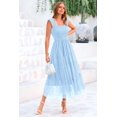 thumbnail image 3 of Vestido PRETTYGARDEN Azul Claro sin Mangas con Fruncido Midi, 3 of 9