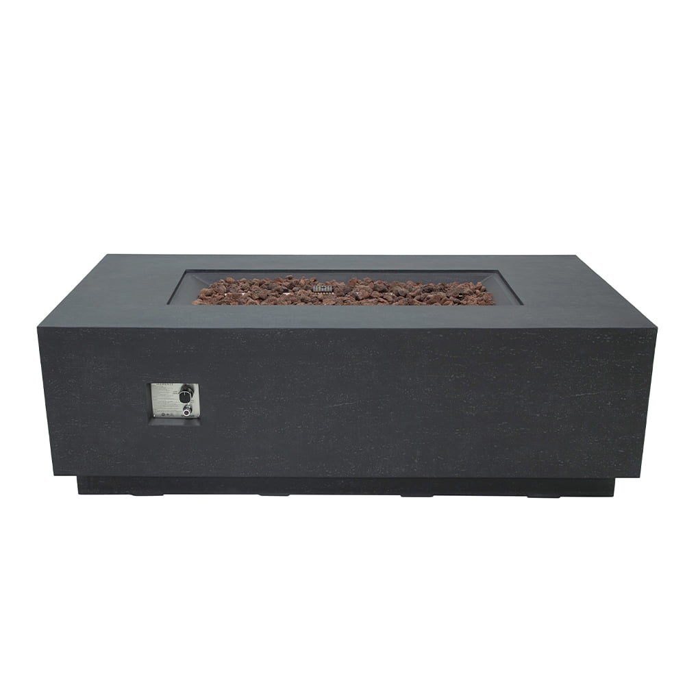 Elementi Andes Propane Fire Pit for Outside Outdoor Firepit Table with Internal Tank Holder Firepit Concrete Rectangular Fire Table Patio Heater Fireplace 60,000 BTUs - Dark Grey, 66 x 32 Inches