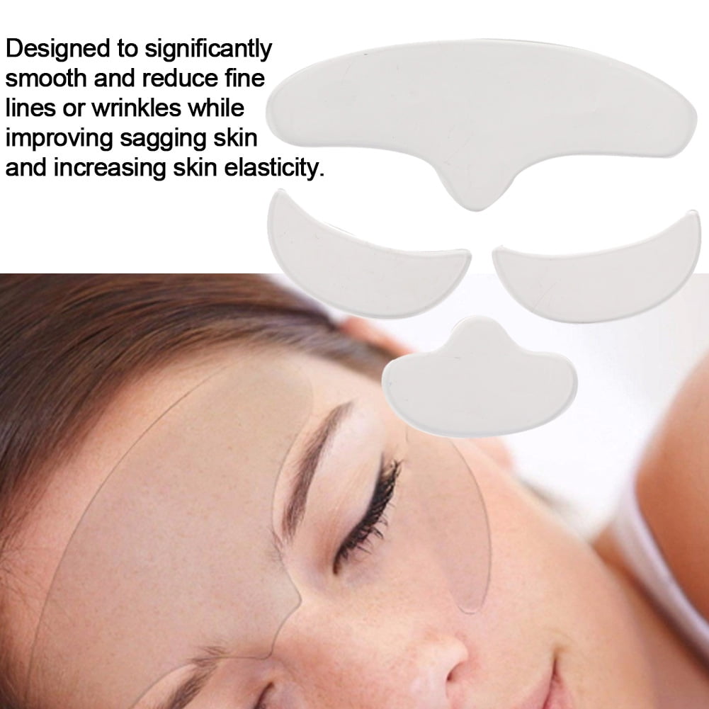 TOPINCN Reusable 4Pcs Silicone Patch, Forehead Patch, For Lifting Face Eye Care Beauty Face Care,Silicone Pad