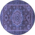thumbnail image 1 of Ahgly Company Machine Washable Indoor Round Abstract Blue Modern Area Rugs, 5' Round, 1 of 4