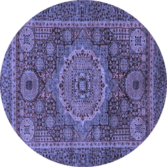 Ahgly Company Machine Washable Indoor Round Abstract Blue Modern Area Rugs, 5' Round