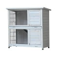 thumbnail image 6 of Pefilos 41" Rabbit Hutch Indoor with Tray, Bunny Hutch Outdoor 2 Story Wooden Rabbit House Guinea Pig Cages with Ramp, Gray, 6 of 10