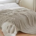 thumbnail image 4 of Cozy Comfort Fleece Queen Blanket for Couch - Super Soft Cozy Blankets for Women, Girls, 90x90 inches Linen, 4 of 7